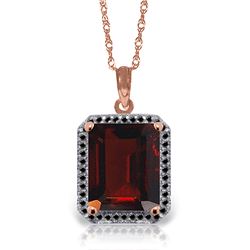 Genuine 7.7 ctw Garnet & Black Diamond Necklace Jewelry 14KT Rose Gold - REF-70P2H