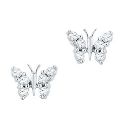 0.20 CTW Diamond Butterfly Stud Earrings 10KT White Gold - REF-18H2M