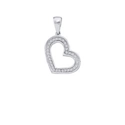 0.10 CTW Diamond Heart Love Pendant 10KT White Gold - REF-7M4H