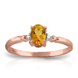 Genuine 0.46 ctw Citrine & Diamond Ring Jewelry 14KT Rose Gold - REF-27M3T