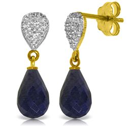 Genuine 6.63 ctw Sapphire & Diamond Earrings Jewelry 14KT Yellow Gold - REF-28V3W