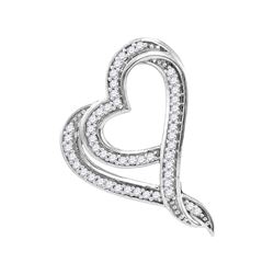 0.12 CTW Diamond Heart Love Pendant 10KT White Gold - REF-13K4W