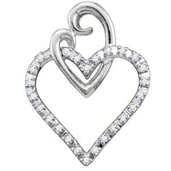 0.08 CTW Diamond Double Joined Heart Pendant 10KT White Gold - REF-9H7M