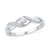 Image 1 : 0.16 CTW Diamond Solitaire Crossover Promise Bridal Ring 10KT White Gold - REF-24H2M