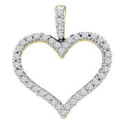 0.45 CTW Diamond Classic Heart Outline Pendant 14KT Yellow Gold - REF-48M7H