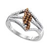 Image 1 : 0.33 CTW Cognac-brown Color Diamond Cluster Triple Strand Ring 10KT White Gold - REF-26K9W