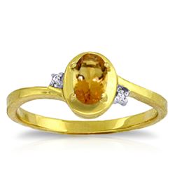 Genuine 0.51 ctw Citrine & Diamond Ring Jewelry 14KT Yellow Gold - REF-25M4T