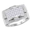 1.98 CTW Mens Princess Diamond Wide Arched Cluster Ring 14KT White Gold - REF-179K9W