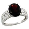 Natural 2.75 ctw garnet & Diamond Engagement Ring 14K White Gold - REF-61A4V