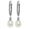 Genuine 8 ctw Pearl Earrings Jewelry 14KT White Gold - REF-22Z5N