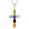 Genuine 1.50 ctw Multi-gemstone Necklace Jewelry 14KT Rose Gold - REF-32Z8N
