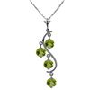 Genuine 2.25 ctw Peridot Necklace Jewelry 14KT White Gold - REF-30F2Z