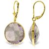 Genuine 36 ctw Amethyst Earrings Jewelry 14KT Yellow Gold - REF-80X4M