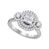 0.82 CTW Princess Diamond Circle Cluster Bridal Engagement Ring 14KT White Gold - REF-108N2F