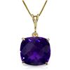 Genuine 3.6 ctw Amethyst Necklace Jewelry 14KT Yellow Gold - REF-28T9A
