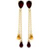 Genuine 7.5 ctw Garnet & Citrine Earrings Jewelry 14KT Yellow Gold - REF-39Y4F