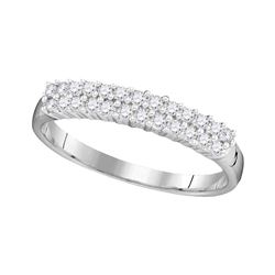 0.30 CTW Prong-set Diamond Double Row Ring 10KT White Gold - REF-16Y4X