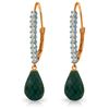 Genuine 6.9 ctw Green Sapphire Corundum & Diamond Earrings Jewelry 14KT Rose Gold - REF-54A5K