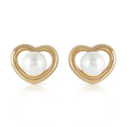 Genuine 4 ctw Pearl Earrings Jewelry 14KT Yellow Gold - REF-40K7V