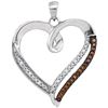 0.15 CTW Cognac-brown Color Diamond Heart Love Pendant 10KT White Gold - REF-18H2M