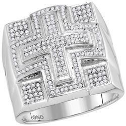 0.55 CTW Mens Diamond Domed Cross Cluster Ring 10KT White Gold - REF-71M9H