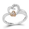0.15 CTW Diamond Double Heart Ring 10KT White Gold - REF-14H9M