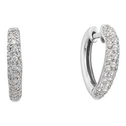 0.49 CTW Pave-set Diamond Heart Hoop Earrings 14KT White Gold - REF-59X9Y