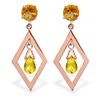 Genuine 2.4 ctw Citrine Earrings Jewelry 14KT Rose Gold - REF-39X3M