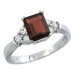 Natural 1.48 ctw garnet & Diamond Engagement Ring 10K White Gold - REF-43N3G