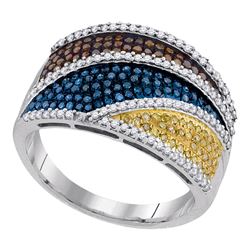 0.75 CTW Multicolor Diamond Fashion Ring 10KT White Gold - REF-75N2F