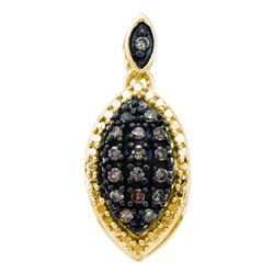 0.22 CTW Cognac-brown Color Diamond Cluster Pendant 10KT Yellow Gold - REF-12W2K