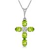 Genuine 1.88 ctw Peridot & Diamond Necklace Jewelry 14KT White Gold - REF-39N8R