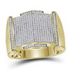 Image 1 : 0.64 CTW Mens Diamond Pointed Symmetrical Cluster Ring 10KT Yellow Gold - REF-89H9M