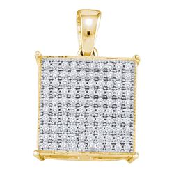 0.30 CTW Pave-set Diamond Square Cluster Pendant 10KT Yellow Gold - REF-24Y2X