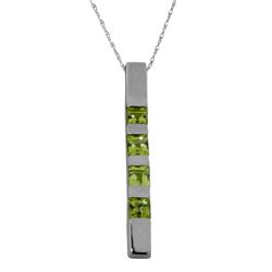 Genuine 0.35 ctw Peridot Necklace Jewelry 14KT White Gold - REF-26Y6F