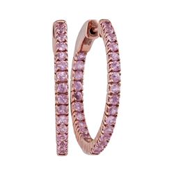 1.95 CTW Natural Pink Sapphire Hoop Earrings 14KT Rose Gold - REF-75N2F