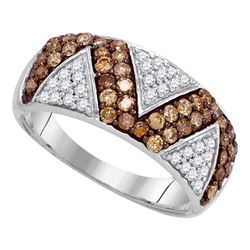 0.90 CTW Brown Color Diamond Zigzag Ring 10KT White Gold - REF-40F4N