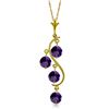 Genuine 2.25 ctw Amethyst Necklace Jewelry 14KT Yellow Gold - REF-30K2V