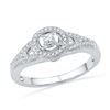 0.25 CTW Diamond Encircled Solitaire Milgrain Promise Bridal Ring 10KT White Gold - REF-26X9Y