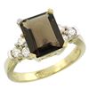 Natural 2.86 ctw smoky-topaz & Diamond Engagement Ring 10K Yellow Gold - REF-53R5Z