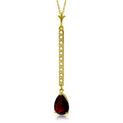 Genuine 1.80 ctw Garnet & Diamond Necklace Jewelry 14KT White Gold - REF-33M4T