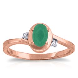 Genuine 0.51 ctw Emerald & Diamond Ring Jewelry 14KT Rose Gold - REF-32K3V