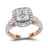 2 CTW Diamond Sqaure Halo Cluster Bridal Engagement Ring 14KT Two-tone Gold - REF-240K2W