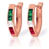 Genuine 1.28 ctw Emerald, White Topaz & Ruby Earrings Jewelry 14KT Rose Gold - REF-26V7W