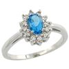 Natural 0.67 ctw Swiss-blue-topaz & Diamond Engagement Ring 14K White Gold - REF-48Z6Y