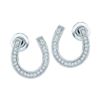 0.15 CTW Diamond Horseshoe Lucky Screwback Stud Earrings 10KT White Gold - REF-16F4N