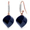 Genuine 30.68 ctw Sapphire & Diamond Earrings Jewelry 14KT Rose Gold - REF-67P3H