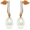 Genuine 8.28 ctw Pearl & Diamond Earrings Jewelry 14KT Rose Gold - REF-43P3H