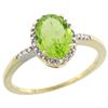 Image 1 : Natural 1.39 ctw Peridot & Diamond Engagement Ring 10K Yellow Gold - REF-17G5M