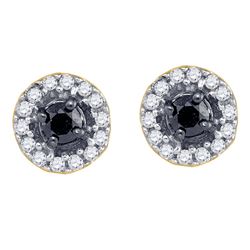 0.20 CTW Black Color Diamond Stud Screwback Earrings 10KT Yellow Gold - REF-12N8F